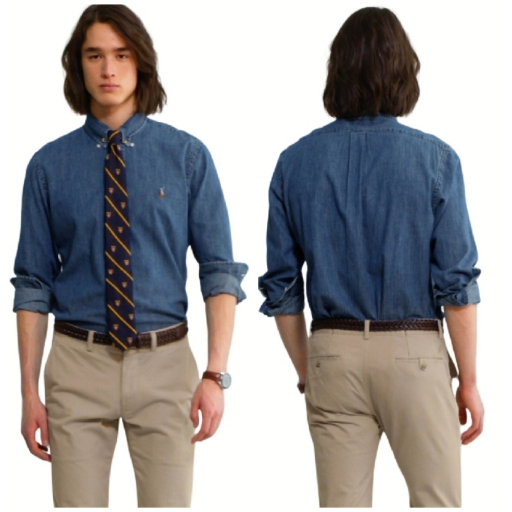 Ralph Lauren Classic Fit Long Sleeve Denim Button Down Shirt - Sz M